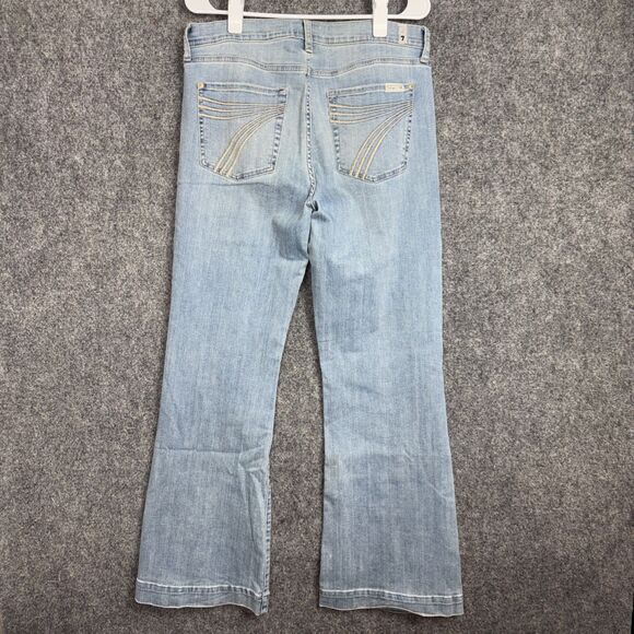 7 for All Mankind Tailorless Dojo Jeans Womens Size 32 Light Wash - Picture 2 of 12